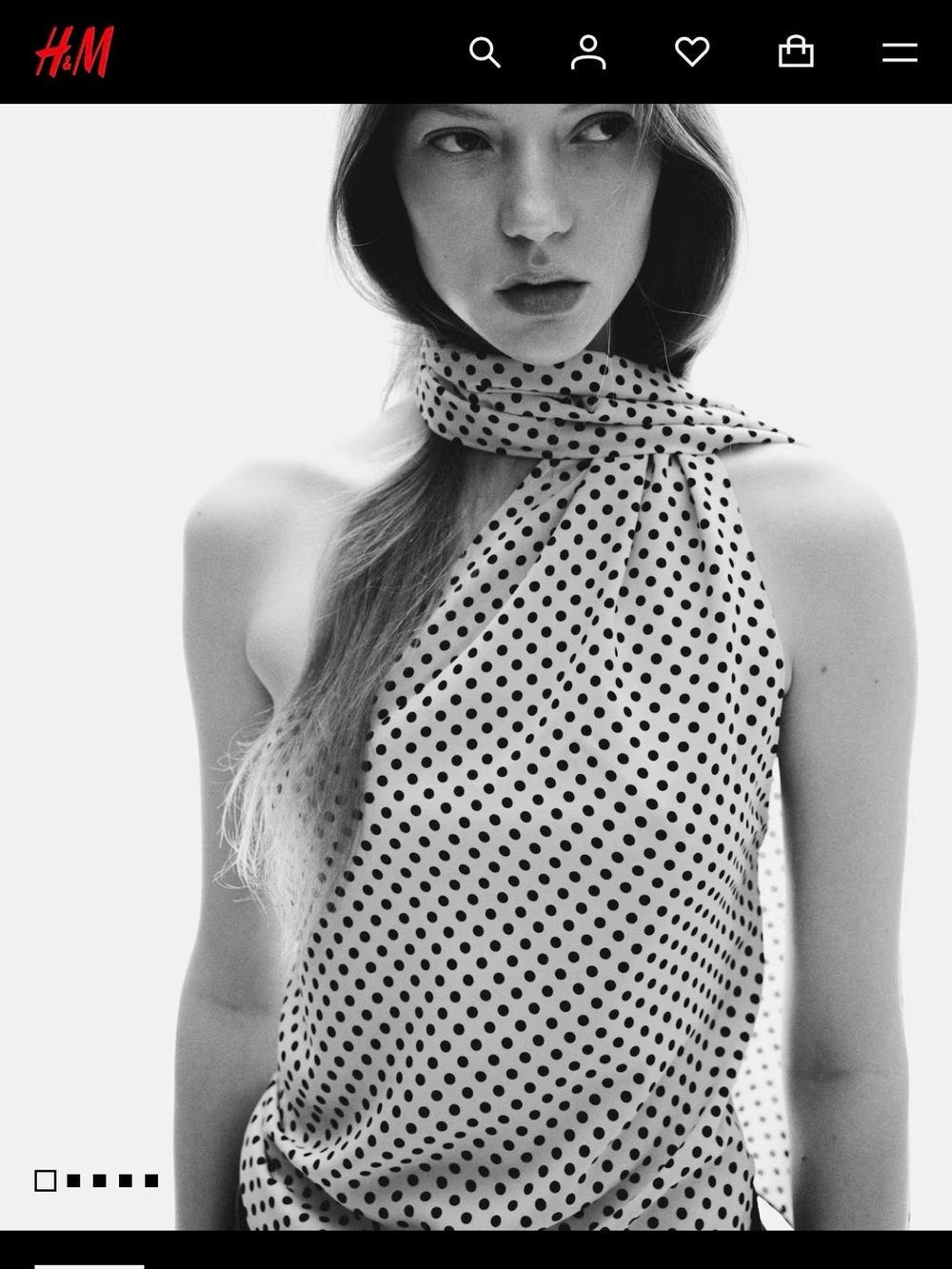 H&M Cream and Black Polka Dot Halter Top